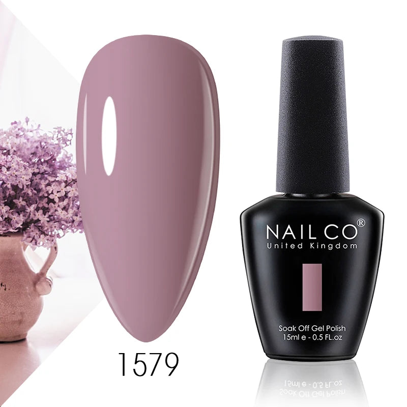NAILCO 15ml Color Gel Nail Polish Soak Off, Hybrid Varnishes Manicure, UV&LED Nail Gel Semi Permanent Lacquer Base Top Coat.