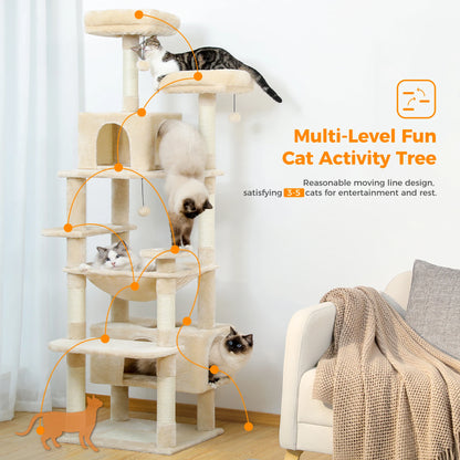 Cat Tree and Tower for Indoor Cats Scratching Posts  Hammock  Perches