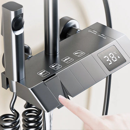 Bathroom Shower Full Set, Black White Gray Bathtub Shower, Digital LED Hot Cold Faucet