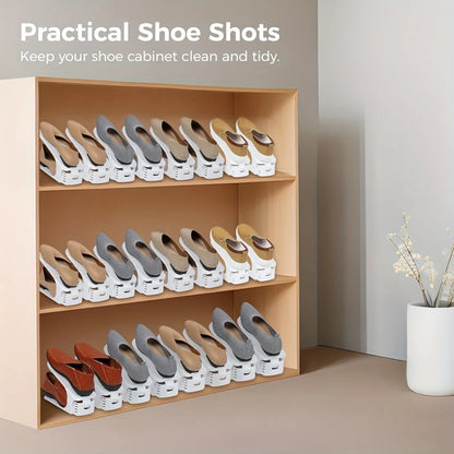 10 Pack Plastic Shoe Rack Adjustable Closet Organizer