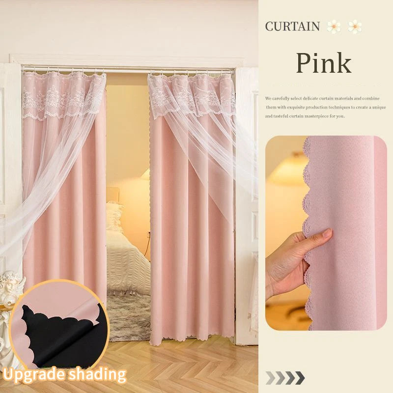 Curtains for Window Room Decoration, Lace Curtains Double Layers Blackout Curtains.
