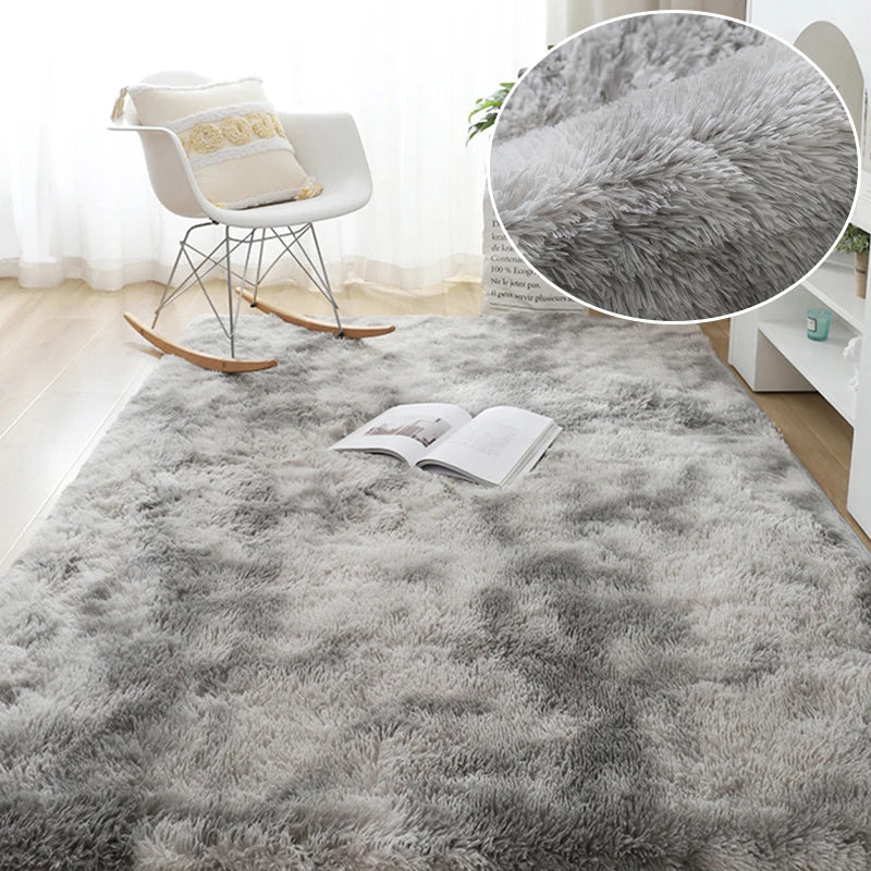 Tapis gris pour salon, tapis moelleux antidérapants pour chambre à coucher.