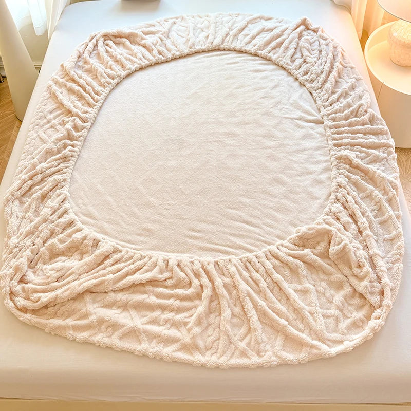 1pc Winter Warm Bed Sheet with Elastic Band Single/Queen/King Mattress Cover.