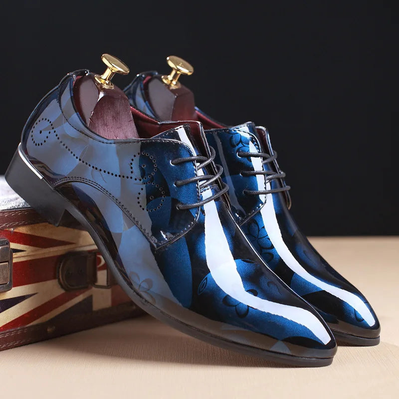 Luxury Men Oxford Shoes, Retro Floral Pattern Men Dress Shoes, Lace-Up Flats High Quality Business Party Wedding Shoes.