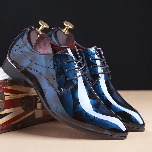 Luxury Men Oxford Shoes, Retro Floral Pattern Men Dress Shoes, Lace-Up Flats High Quality Business Party Wedding Shoes.