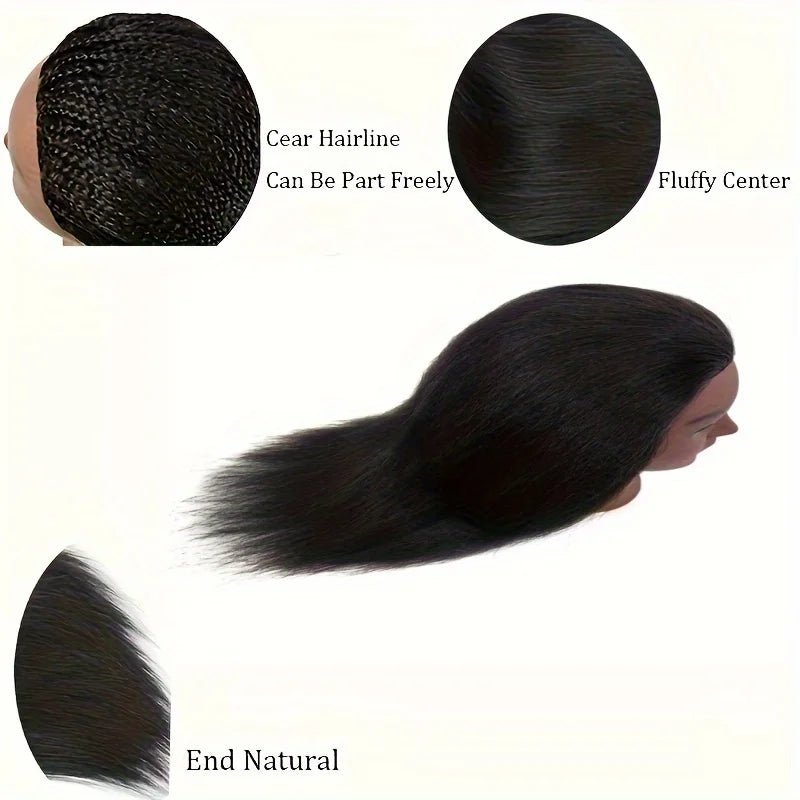 18 Inch Real Hair Mannequin Head Training Head For Hairdresser Practice.