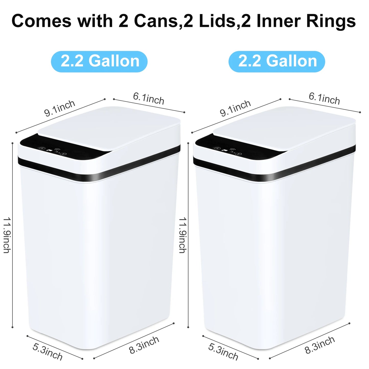 2 Pack 12L Bathroom Automatic Trash Cans  Motion Sensor