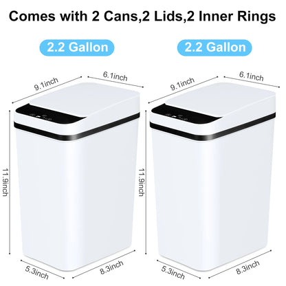2 Pack 12L Bathroom Automatic Trash Cans  Motion Sensor