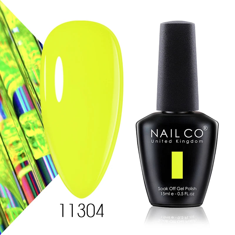 NAILCO 15ml Color Gel Nail Polish Soak Off, Hybrid Varnishes Manicure, UV&LED Nail Gel Semi Permanent Lacquer Base Top Coat.