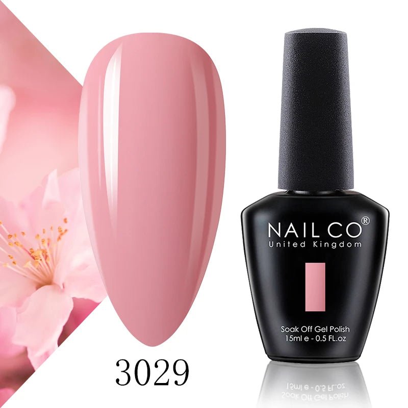 NAILCO 15ml Color Gel Nail Polish Soak Off, Hybrid Varnishes Manicure, UV&LED Nail Gel Semi Permanent Lacquer Base Top Coat.