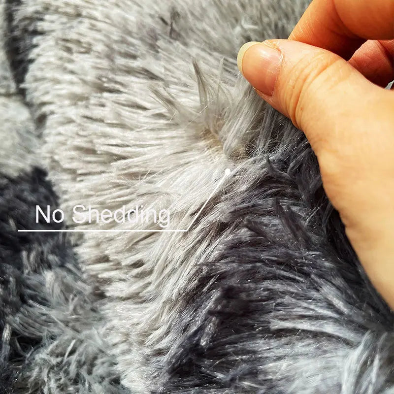 Tapis gris pour salon, tapis moelleux antidérapants pour chambre à coucher.