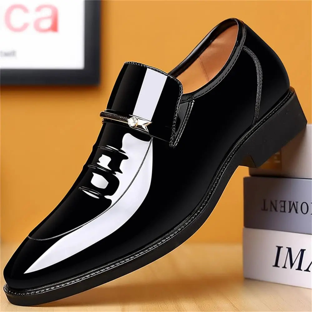 Men Dress Shoes Formal Business Oxford, High Gloss Patent Slip On Loafers, Comfortable Casual Shoe For Men.
