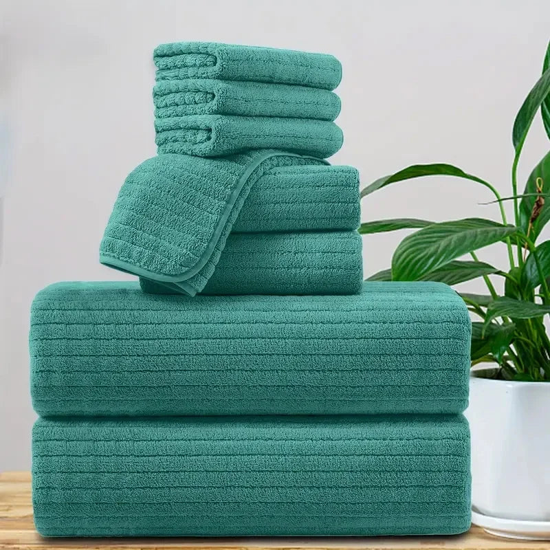 8 Pcs Bath Towel Set - Included 4 Washcloths, 2 Face Towels & 2 Bath Towels.
