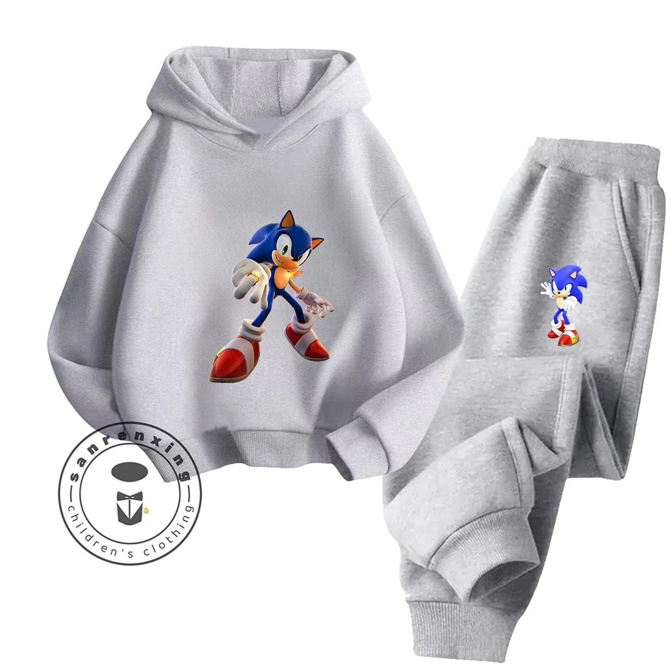 Sonic 2D Cartoon Printed Hoodie Set, 2025 Fashion For Kids, Teens, Boys, Girls Casual Autumn Winter wear.