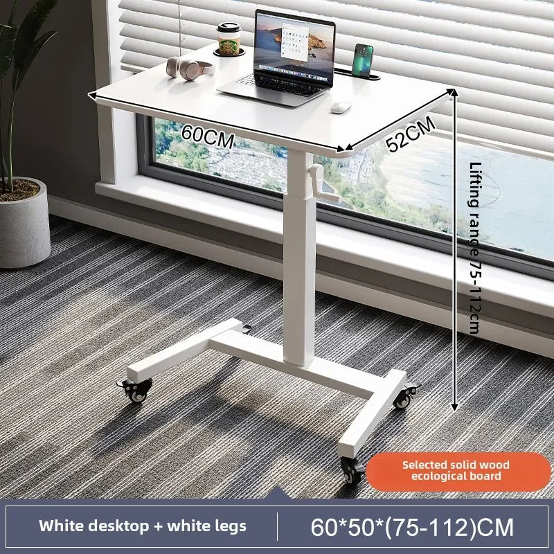 Height Adjustable Computer Desk, Mobile Small  for Live Streaming, Home Study, Office.