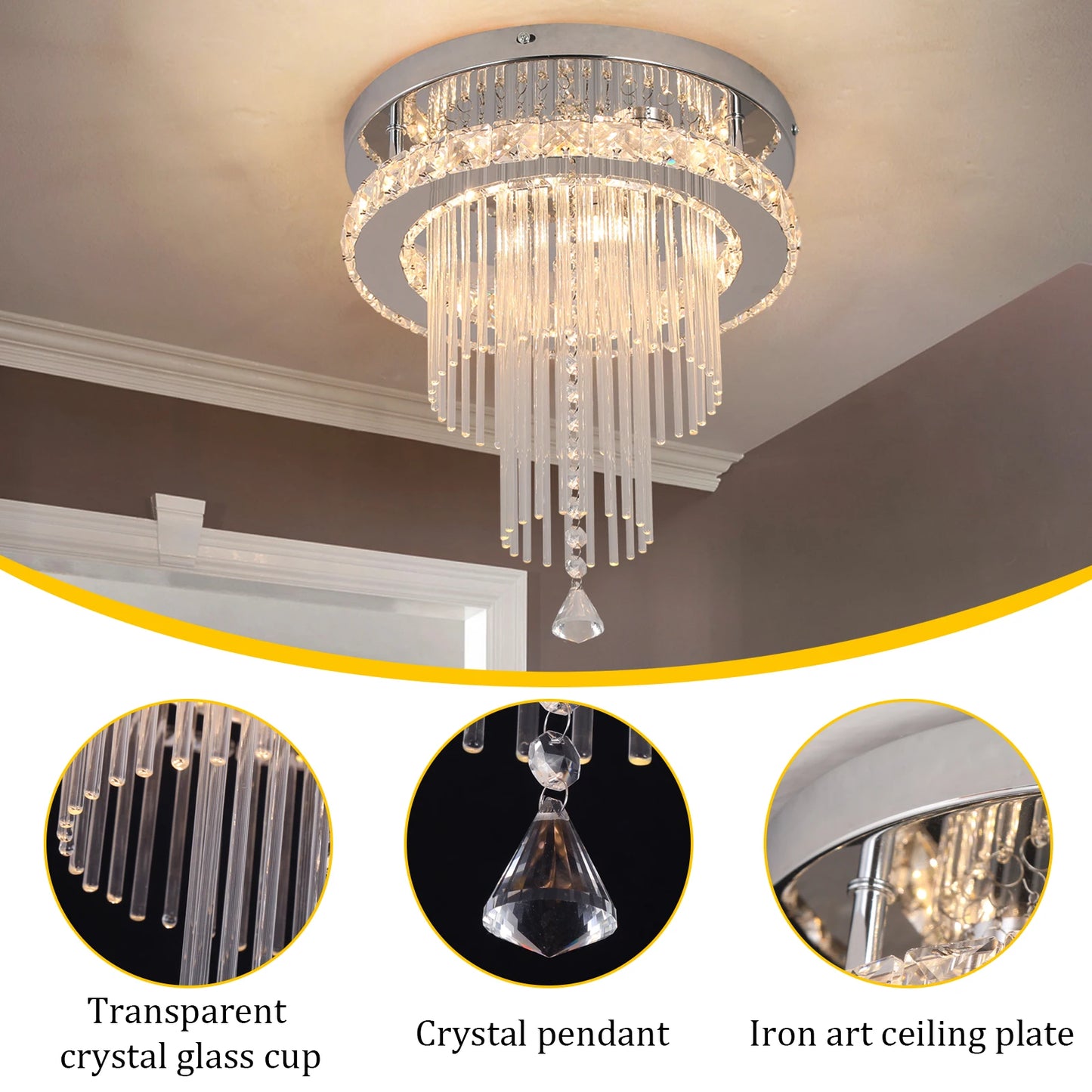 Drop Crystal Pendant Led Chandelier  Lamp