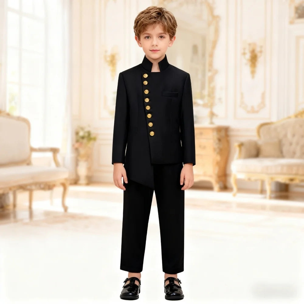 Black 2PCS Boys Formal Suit Set, Brand Selection For Kids Aged 3-14 Yrs.