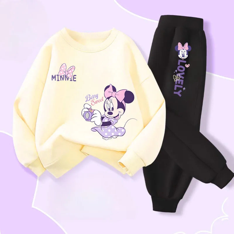 Long Sleeve Children's Clothing Sets, Spring New Disney Girls' Pullover, Long Pant Two Piece Suit.