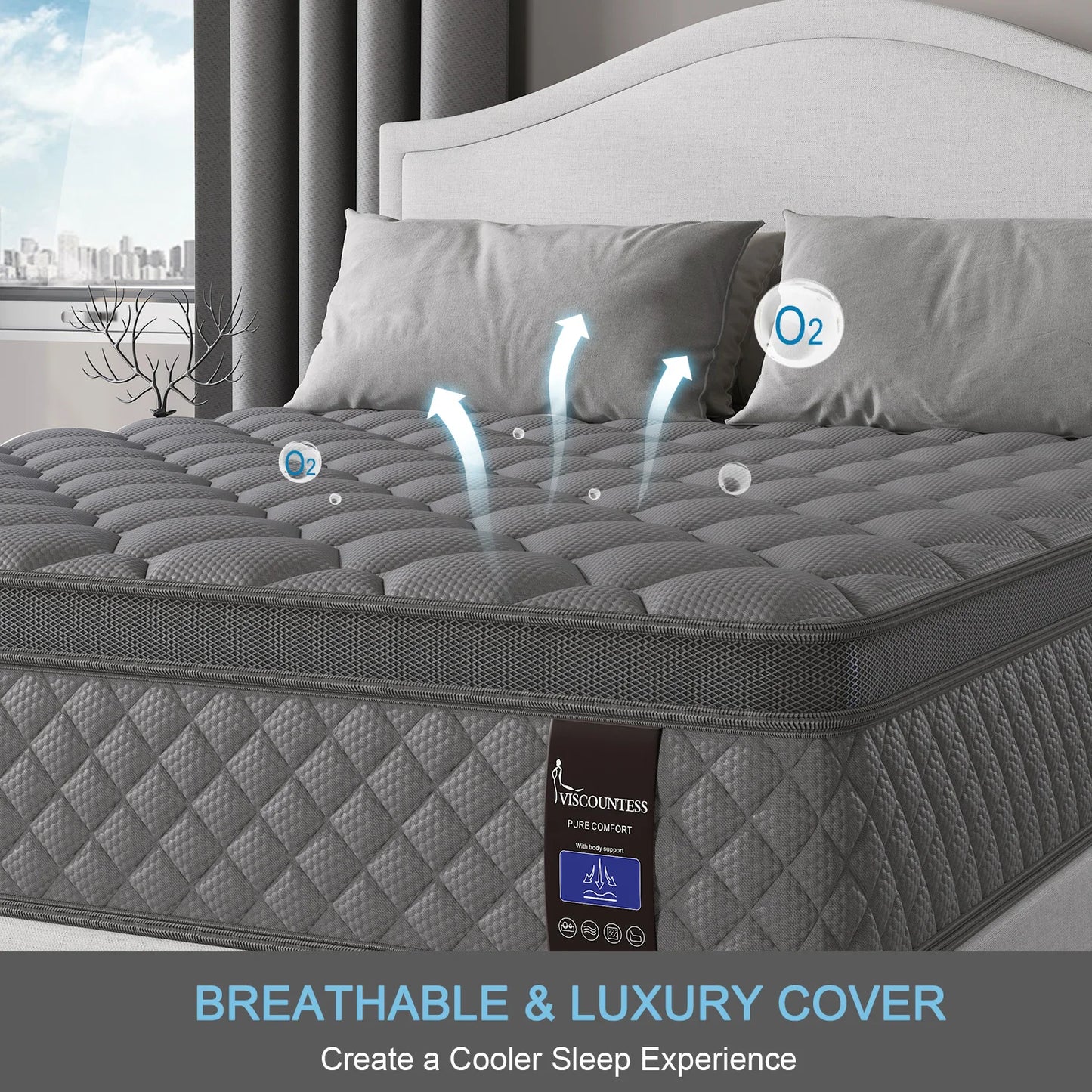 10"12"14"Twin Full Queen, King Size, Mattress in a Box Hybrid Spring Memory Foam Top Mattresses.