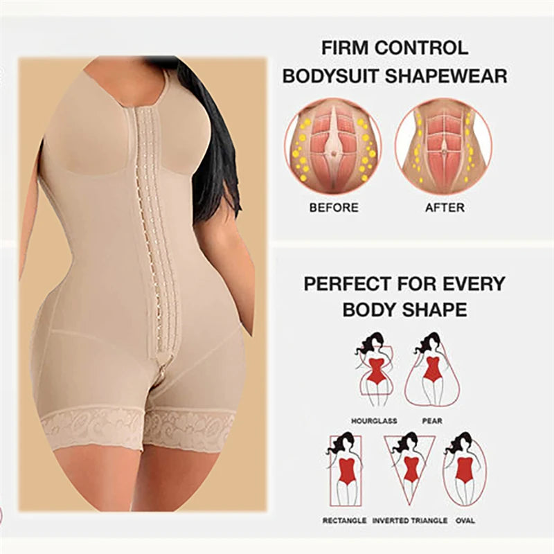 High Compression Fajas Colombian Short Girdles, With Brooches Bust For Daily And Post-Surgical Use.