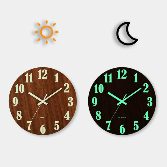 12 Inch Luminous Wall Clock Non Ticking  With Night Light