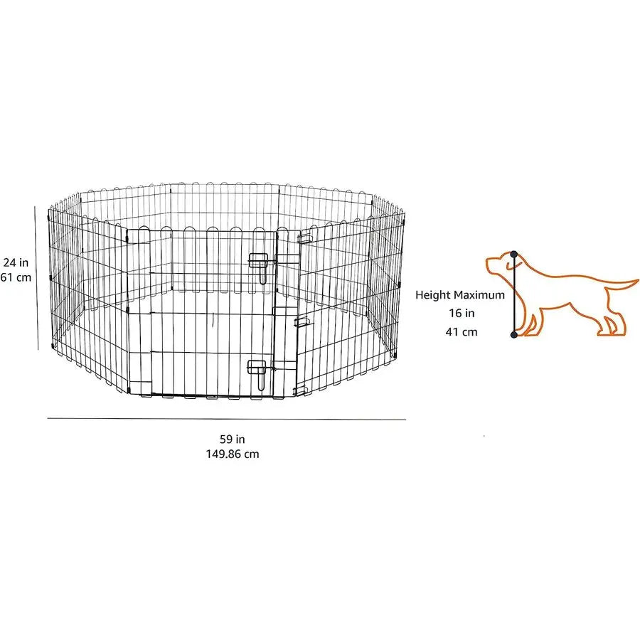 Foldable Octagonal Metal Exercise Puppy Dog Playpen Indoor Outdoor, 8 Panels, 24 x 24, Easy to assemble.