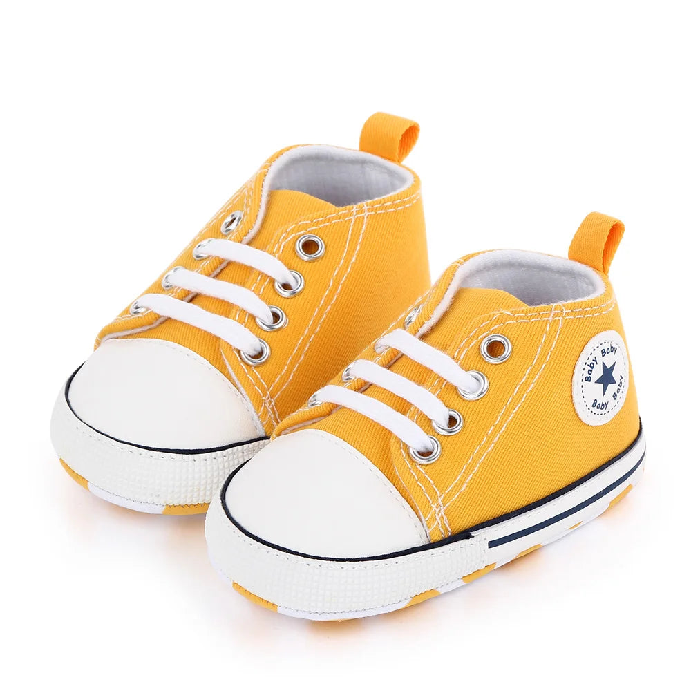 New Baby Shoes Boys Girls Classic Canvas Casual Sneakers, Spring Newborn First Walker Toddler, Non-Slip Walking Shoes.