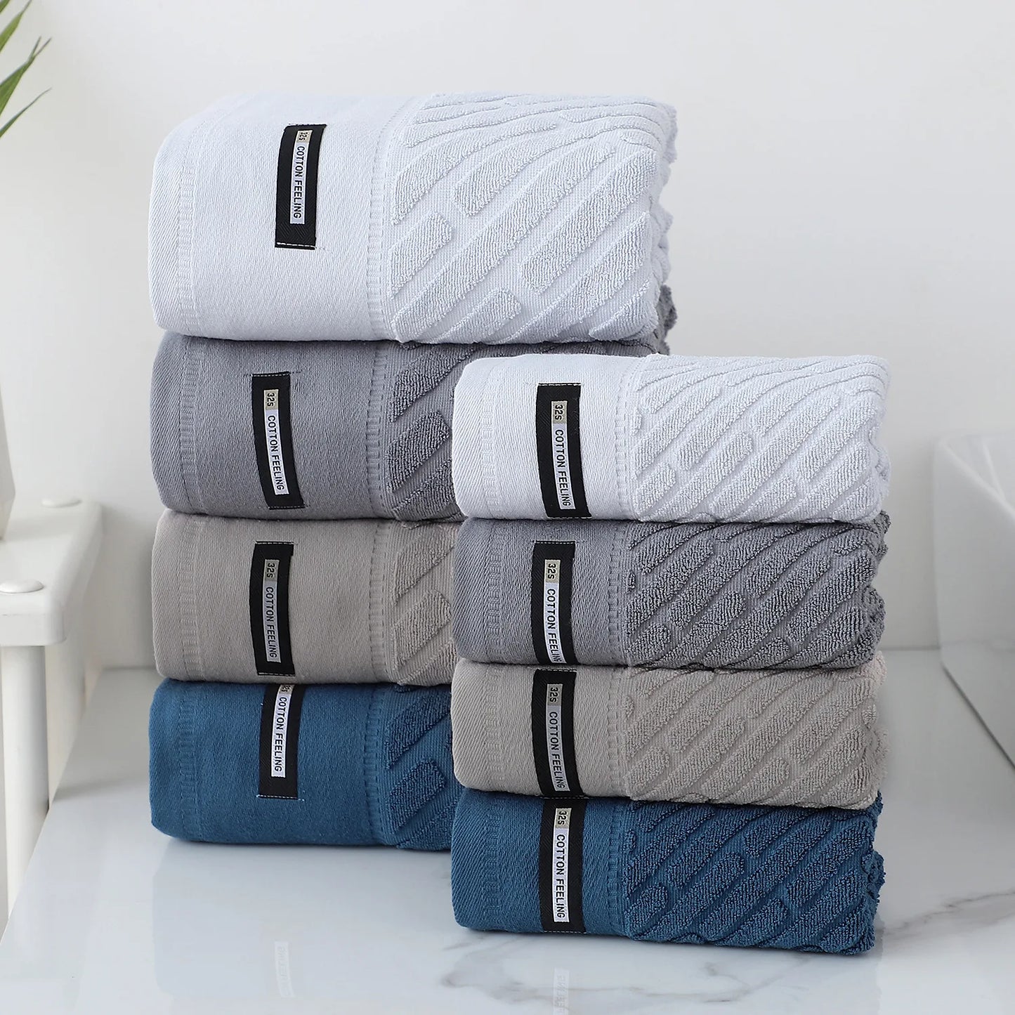 5-Pack Cotton Towel Set, Highly Absorbent, Skin-Friendly  Bathroom, Face Washing, Bathing and Traveling