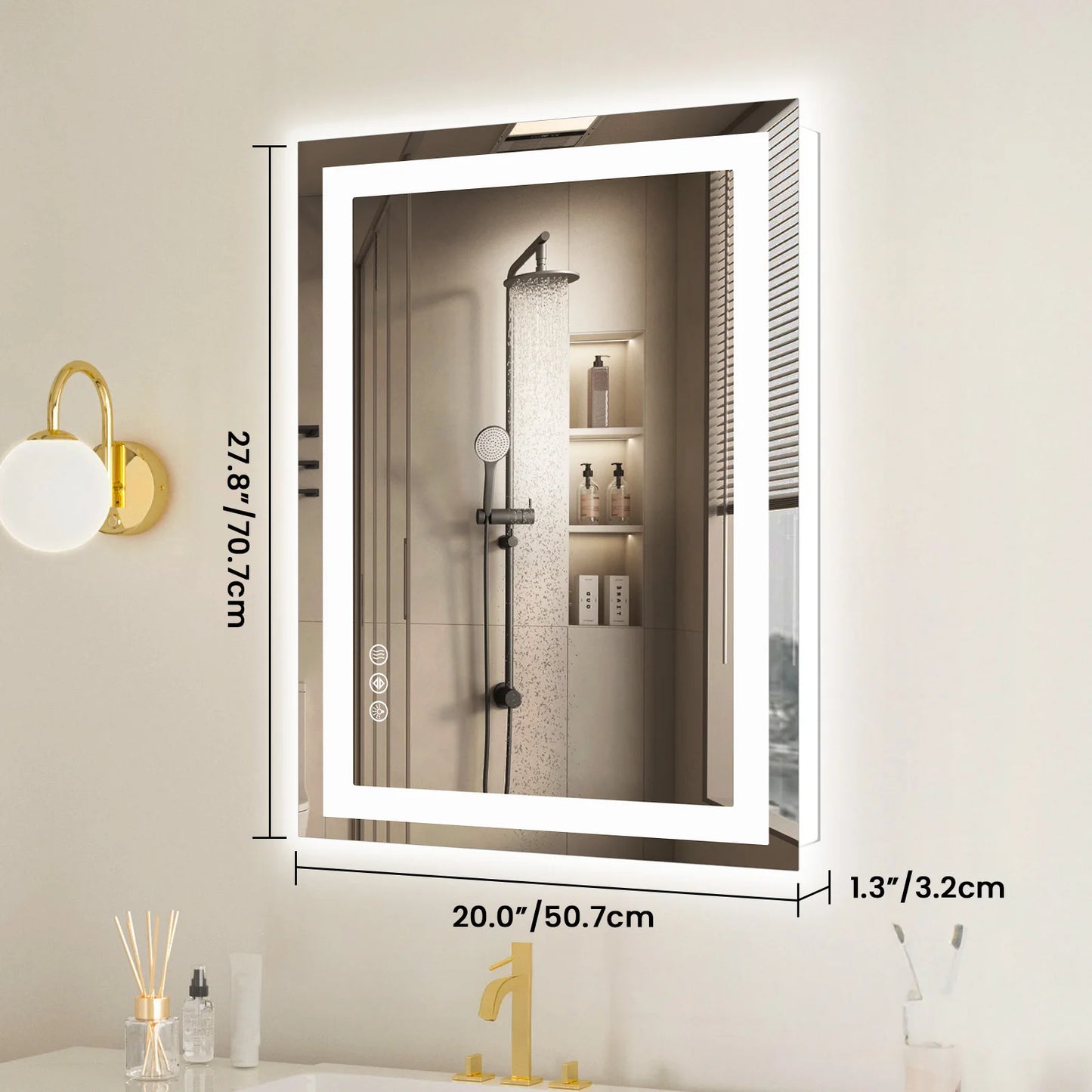 36"x 24"LED Bathroom Vanity Mirror for Wall, Memory Function, Tempered Glass  Front Light, and Backlit For Living Room.