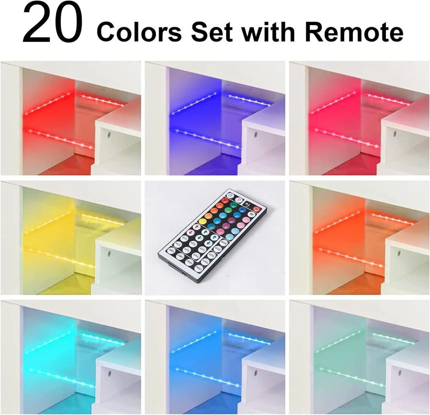 63-Inch Multifunctional TV Cabinet With Multi-Color Lighting Strip.