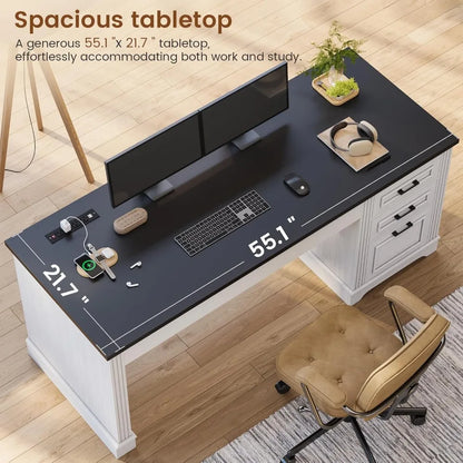 Executive Desk, Computer Desk with Storage Power Outlet.