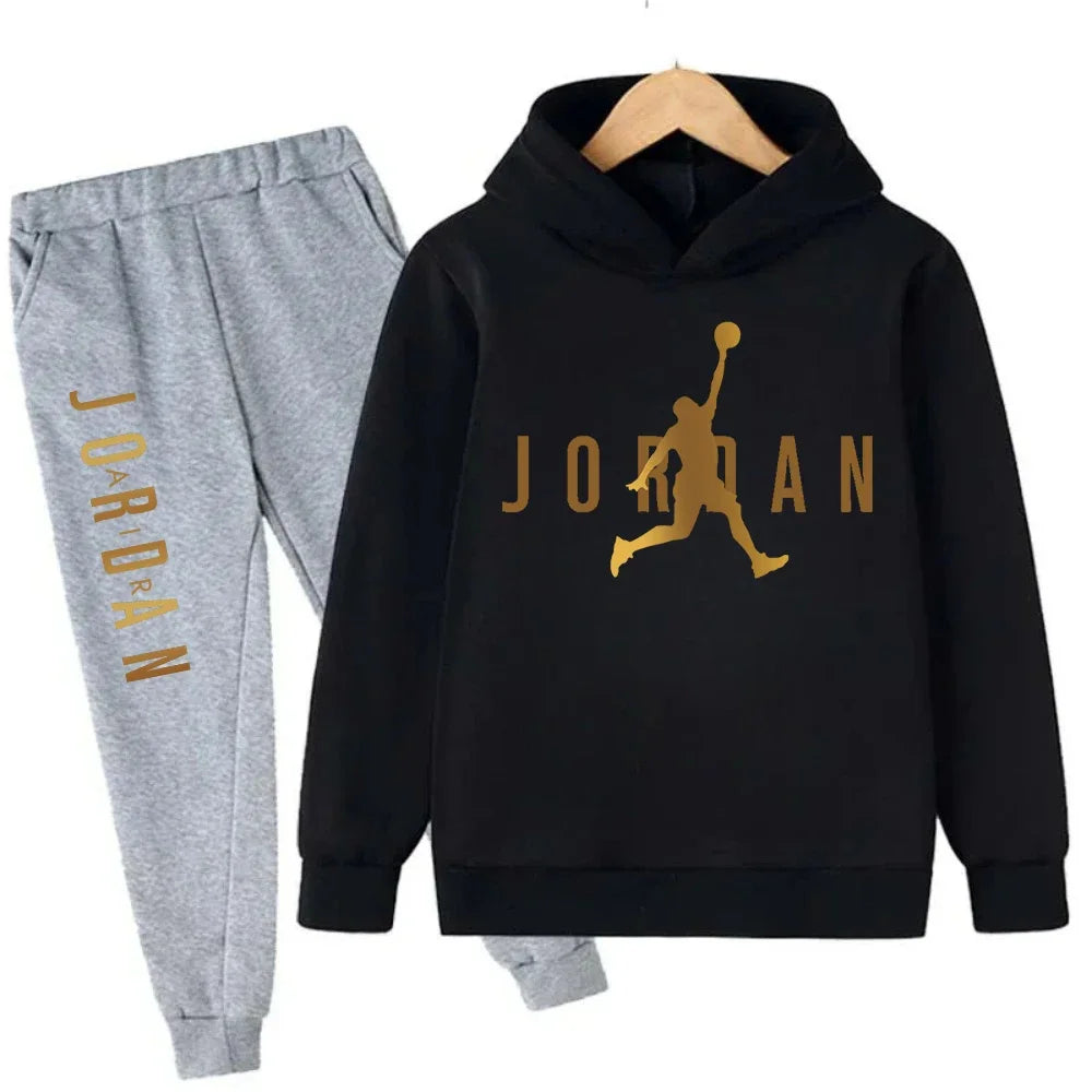 Warm Slam Dunk Master Pattern Printed Children Set, Hoodie+Pant Suit 2pcs Set.