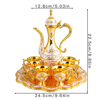 1 metal wine set, 1 tray and 6 shot glasses and 1 wine pot combination.