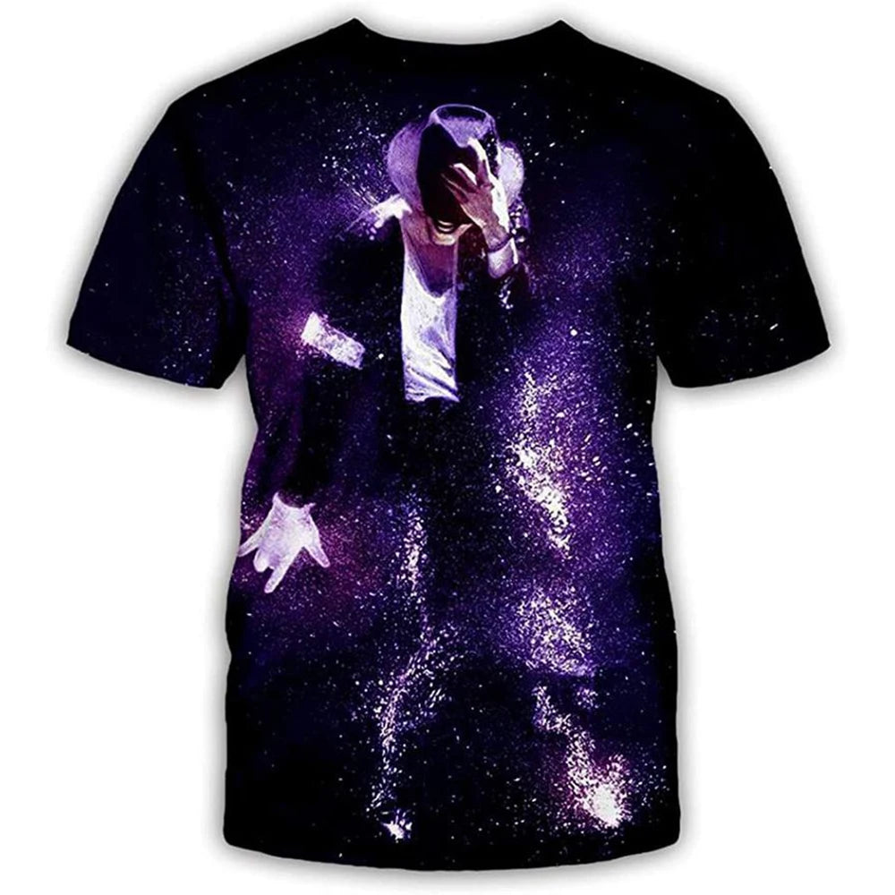 Summer fashion Michael Jackson hip-hop retro casual men streetwear short sleeved.