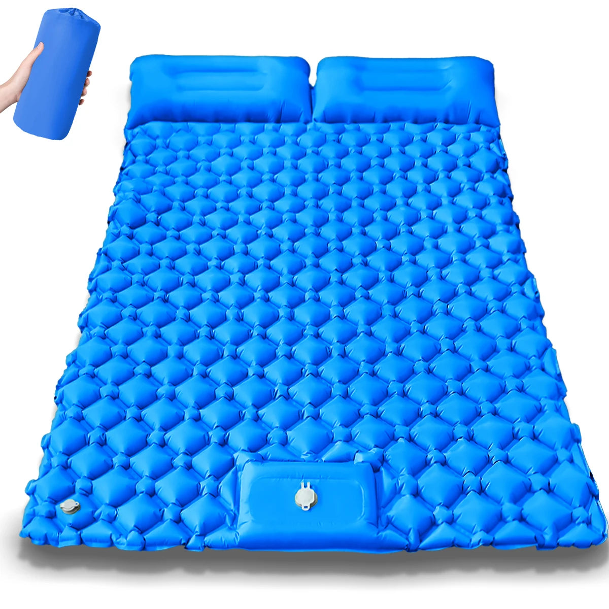 Double Air Mattress Camping Blow Up Bed w/Built-in Pump, Waterproof Portable Thickened for Outdoor Travel.