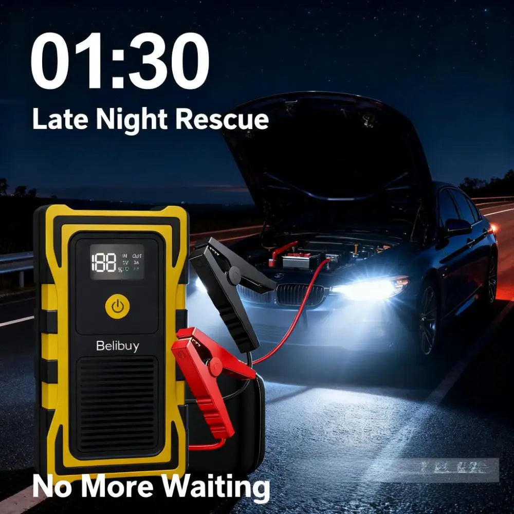 2000A Car Jump Starter, Emergency LED Light for All Diesel/Gasoline Cars 12V with Digital Display.