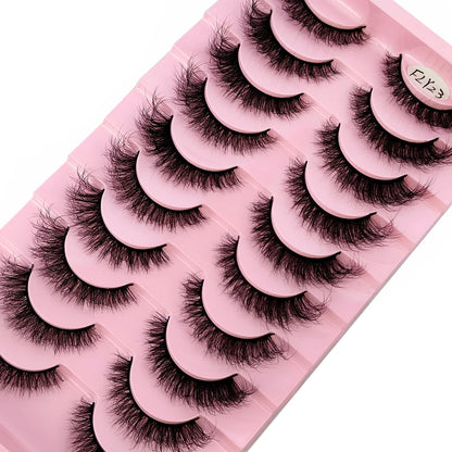 10 Pairs Faux Mink Eyelashes Handmade  Natural  Simulation  3D Curly Eyelashes