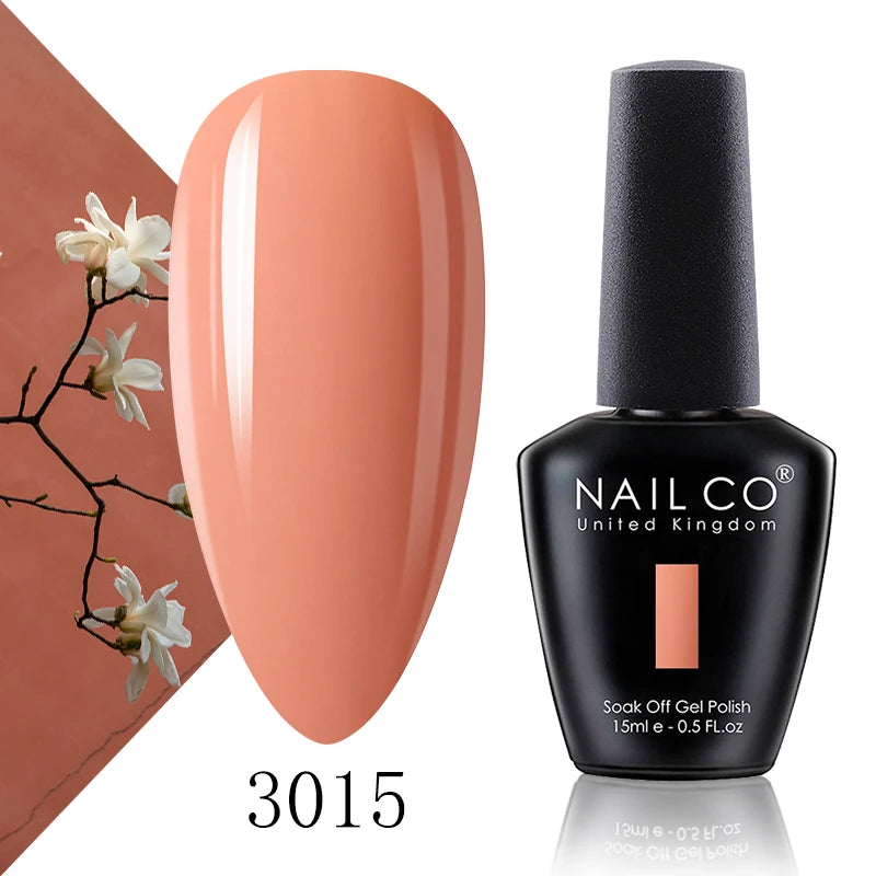 NAILCO 15ml Color Gel Nail Polish Soak Off, Hybrid Varnishes Manicure, UV&LED Nail Gel Semi Permanent Lacquer Base Top Coat.