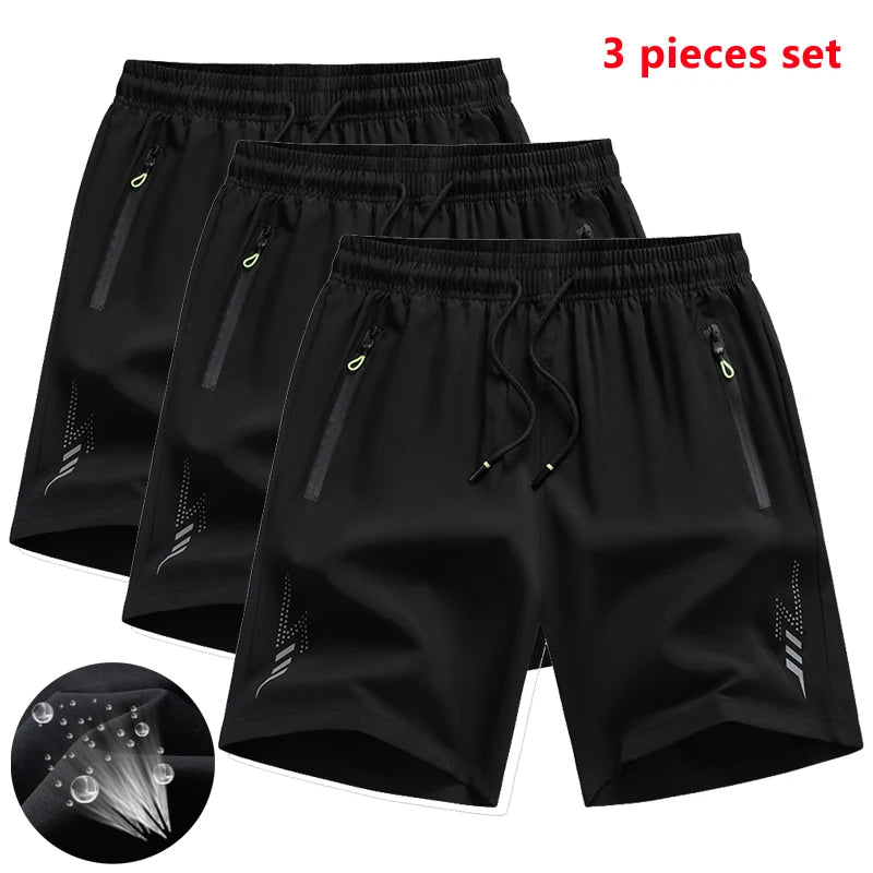 3 Pieces New Running Shorts Men Gym Sports Shorts, Quick Dry Workout Jogging Short Pants.