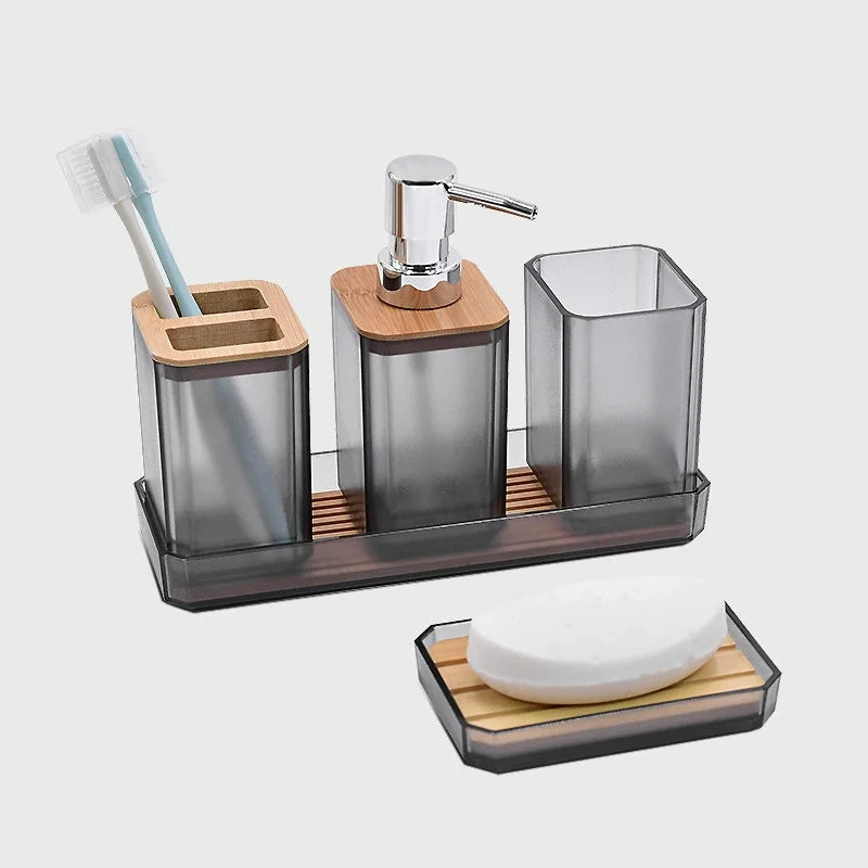 Bathroom Accessories Set , Soap Dispenser, Toothbrush , Swab Holder , Tray Set