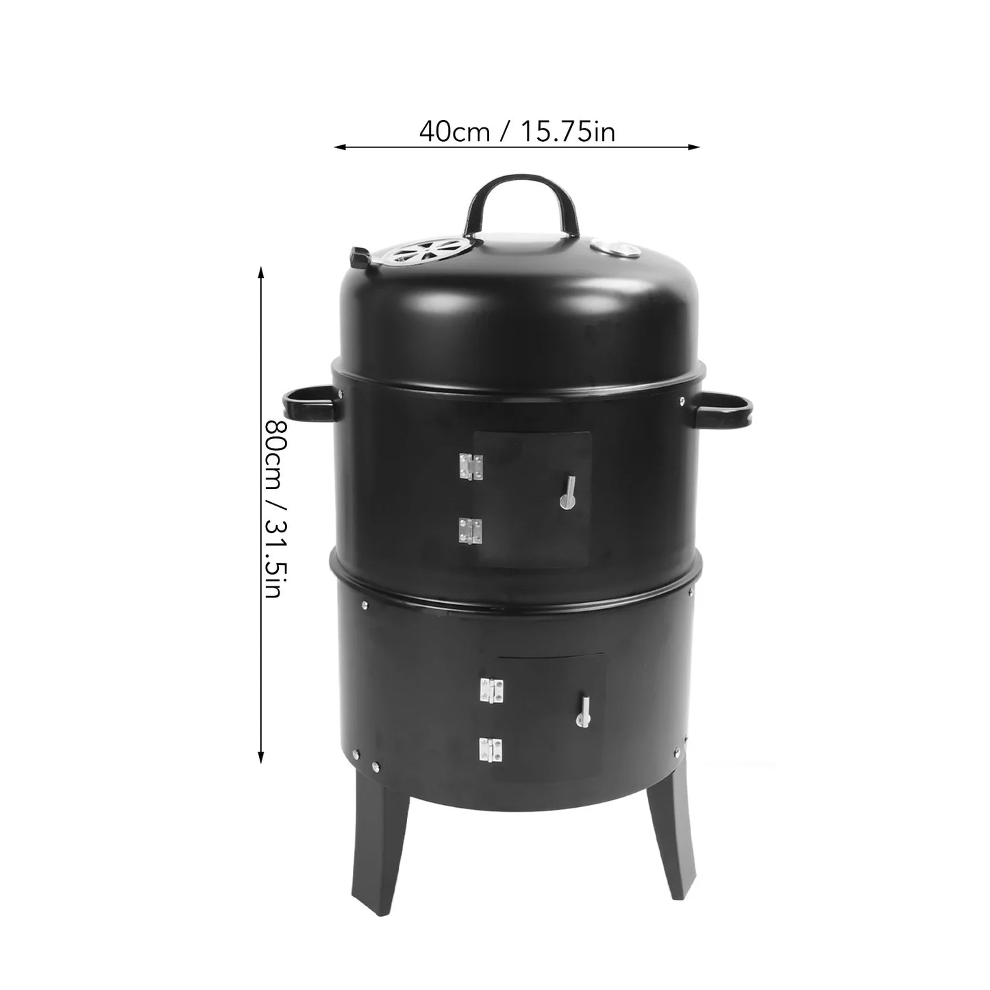 BBQ Smoker Vertical Charcoal  3 in 1 3 Layer Grill, with Thermometer.