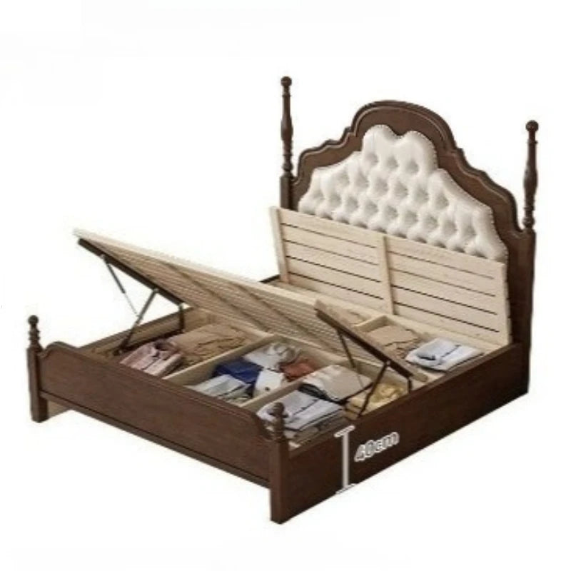 Queen Size Bed  Upholstered Storage  Bedroom Sleeping Frame