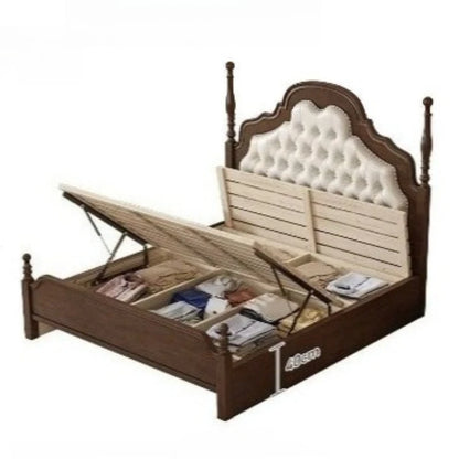 Queen Size Bed  Upholstered Storage  Bedroom Sleeping Frame