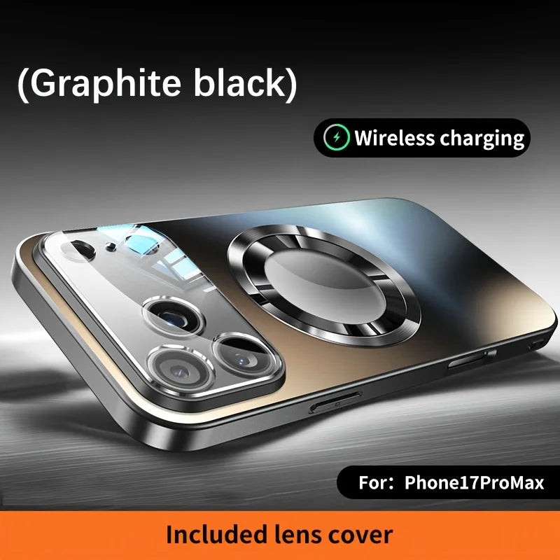 Luxury Titanium Metallic Matte Case For iPhone 17 16 15 14 13 12 11 Pro Max Plus For Mag safe Glass Lens Protection back Cover.