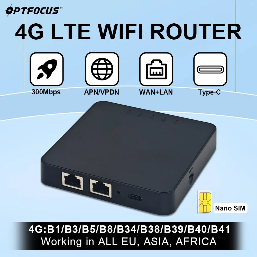 OPTFOCUS 4G WIFI LTE Router 300Mbps Wireless Sim card Router.
