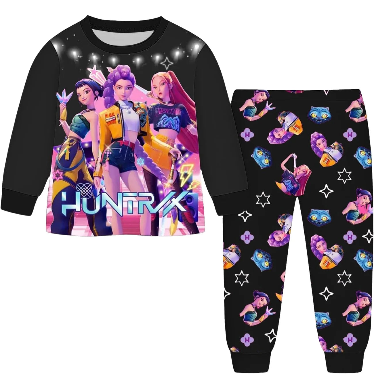 Anime  Demon Hunters Zoey Costume Autumn Pajamas for Children's Clothing 3-14Years.