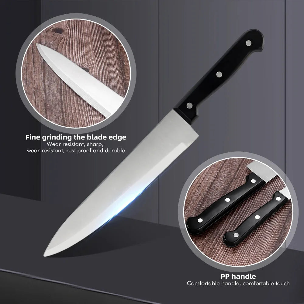 ZENG Full 15pcs Chef Knife Set, Stainless Steel Kitchen Knives Sets with Scissors, Sharpening Rod, Solid Wood Holder.