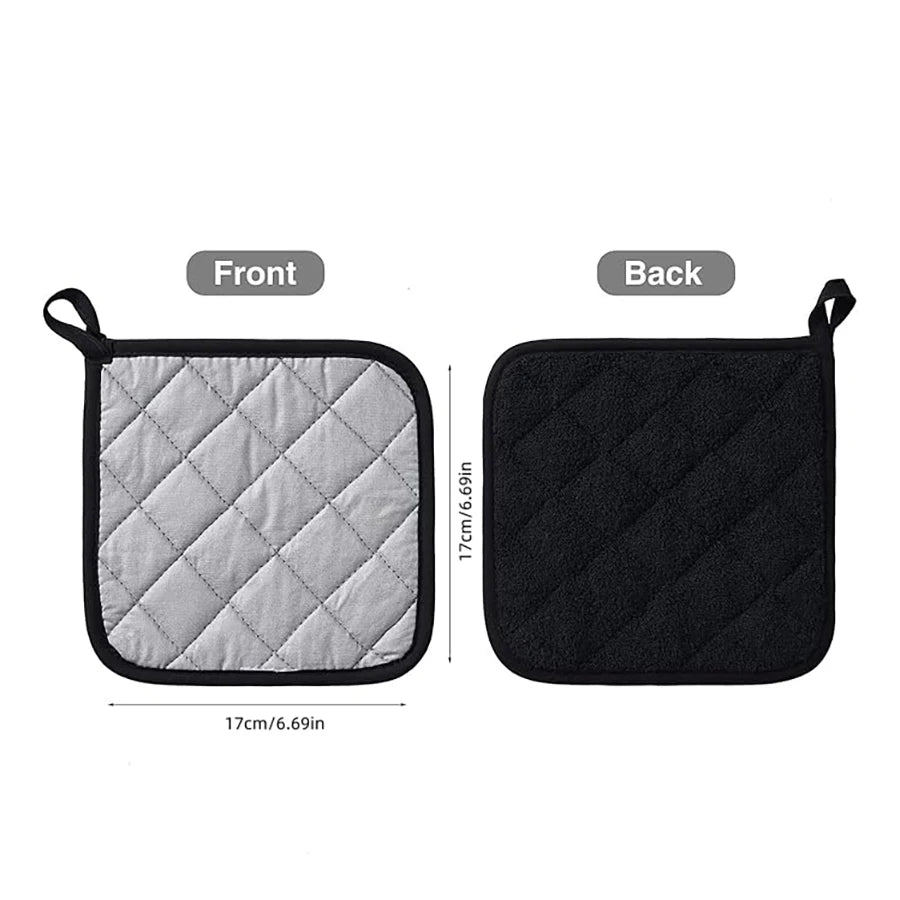 Kitchen Pot Holder Set, Heat Resistant Pure Cotton Potholder Kit, Large Coasters Hot Pads 4Pcs,17x17cm Terry Pot Holders.