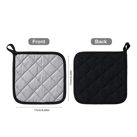 Juego de agarraderas para cocina, kit de agarraderas de algodón puro resistentes al calor, salvamanteles grandes 4 piezas, agarraderas de rizo de 17x17cm.