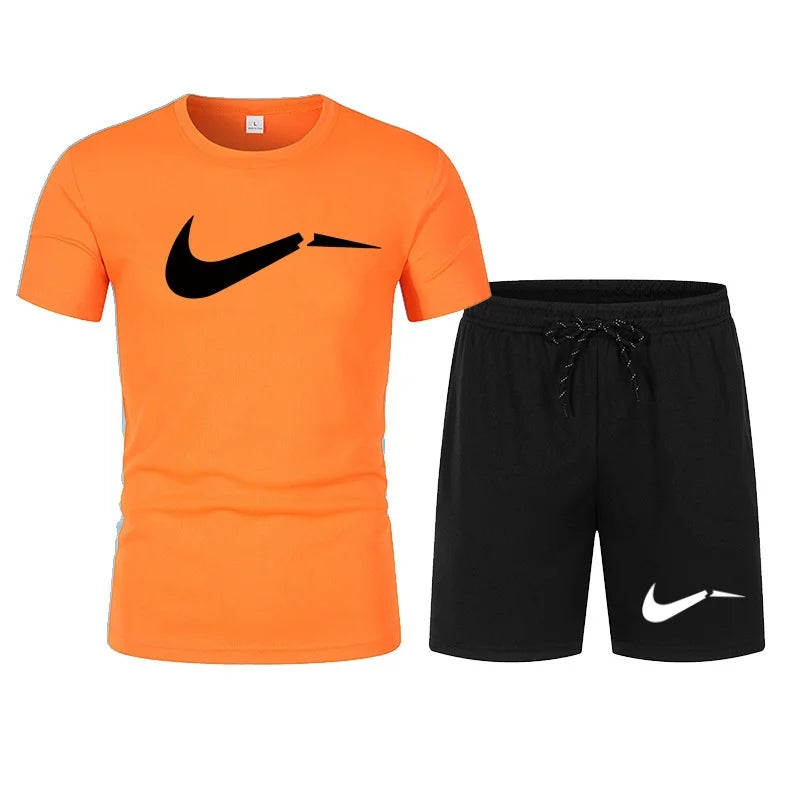 2026 men's summer T-shirt and shorts set, casual and fashionable short sleeved T-shirt combination.